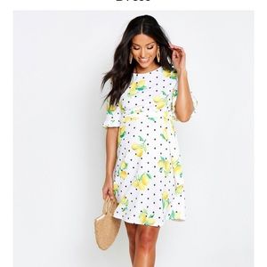 Boohoo Lemon print maternity dress